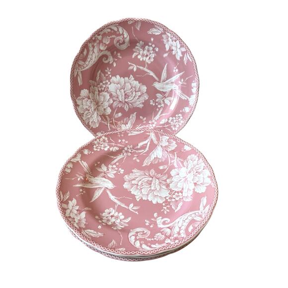 222 Fifth Adelaide Blush Porcelain Salad Plates 8.5in Floral Set of 4 New - Picture 8 of 16